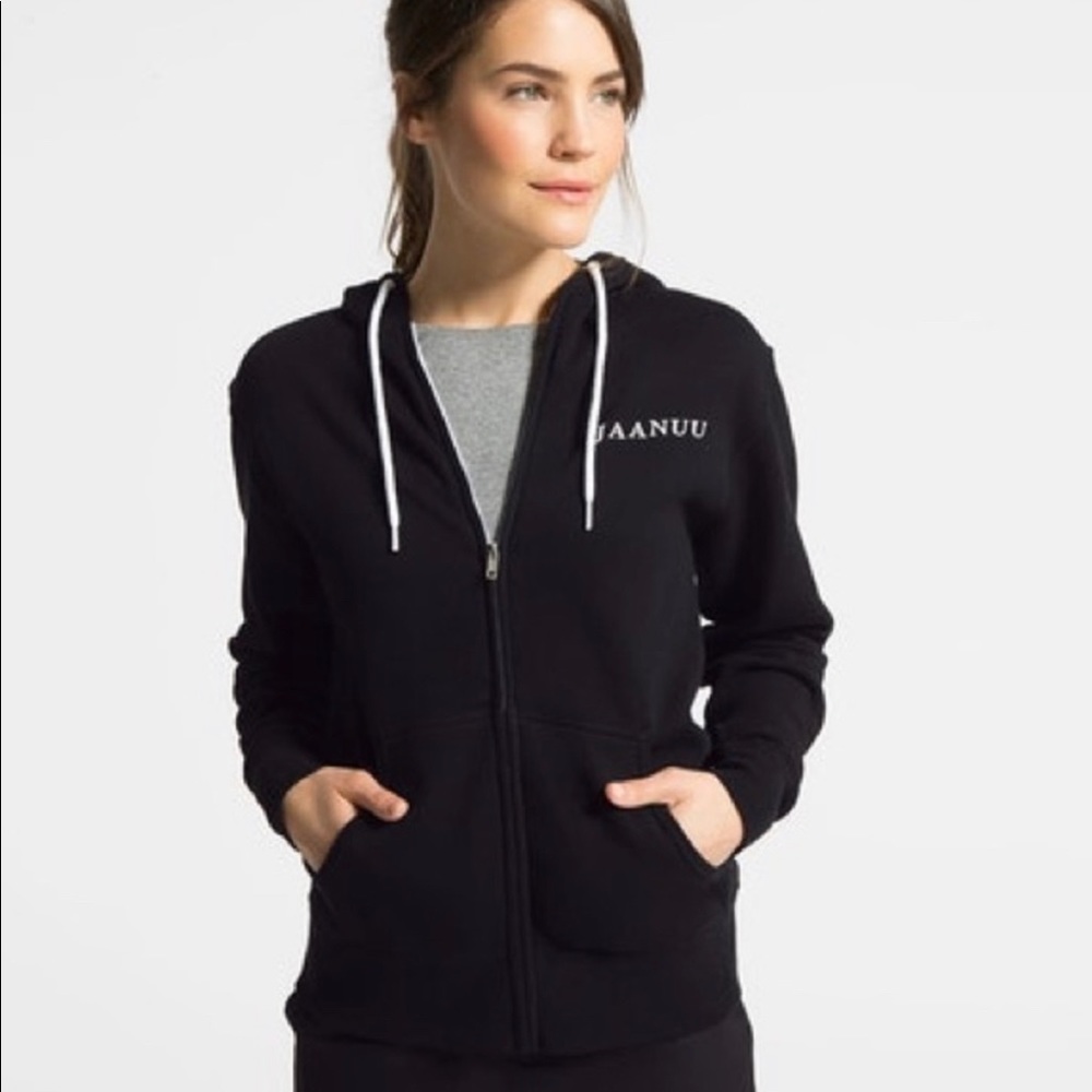 JAANUU hoodie Zip up sweater in Black